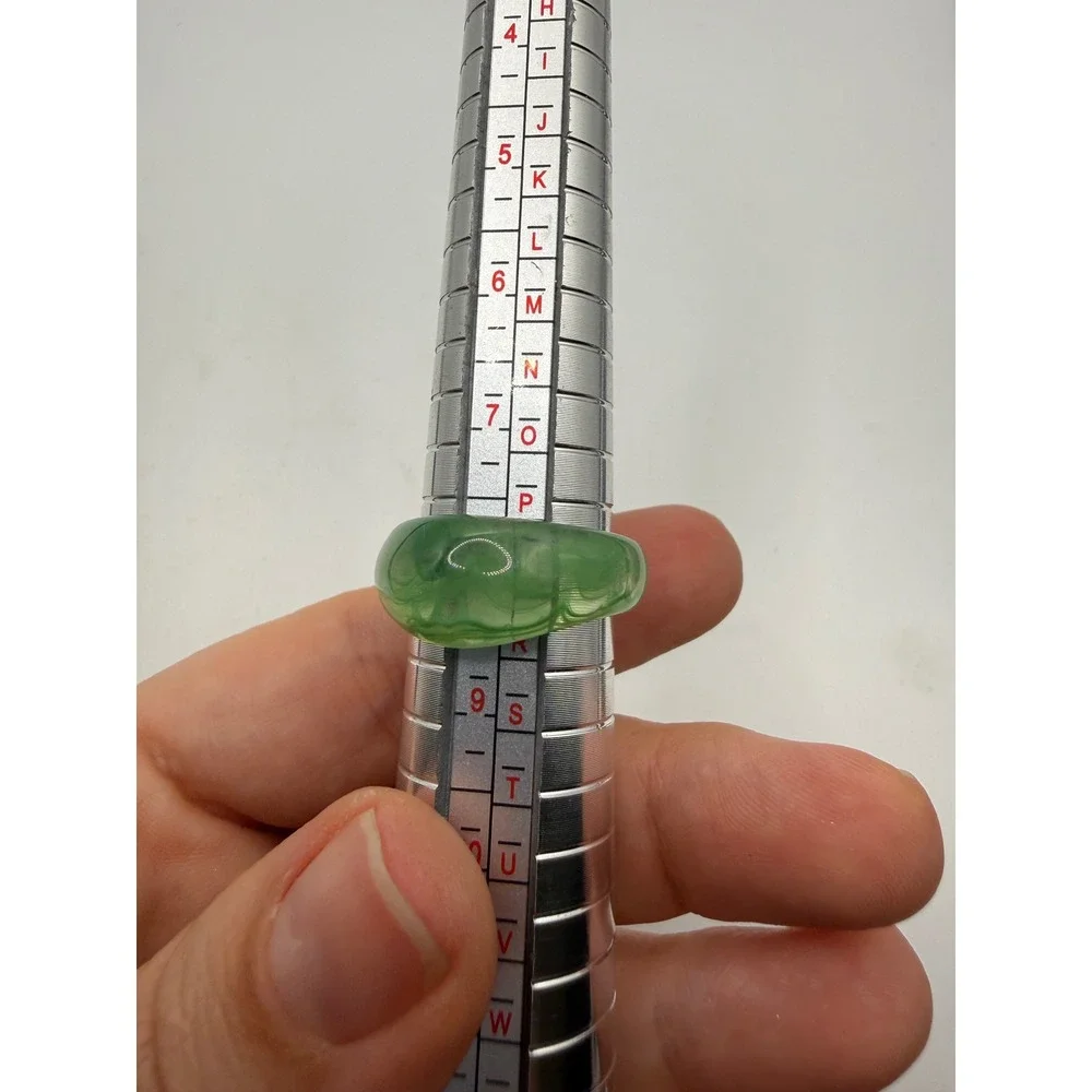 Green Marbled Resin Dome Ring Size 8.25 Translucent Statement Band